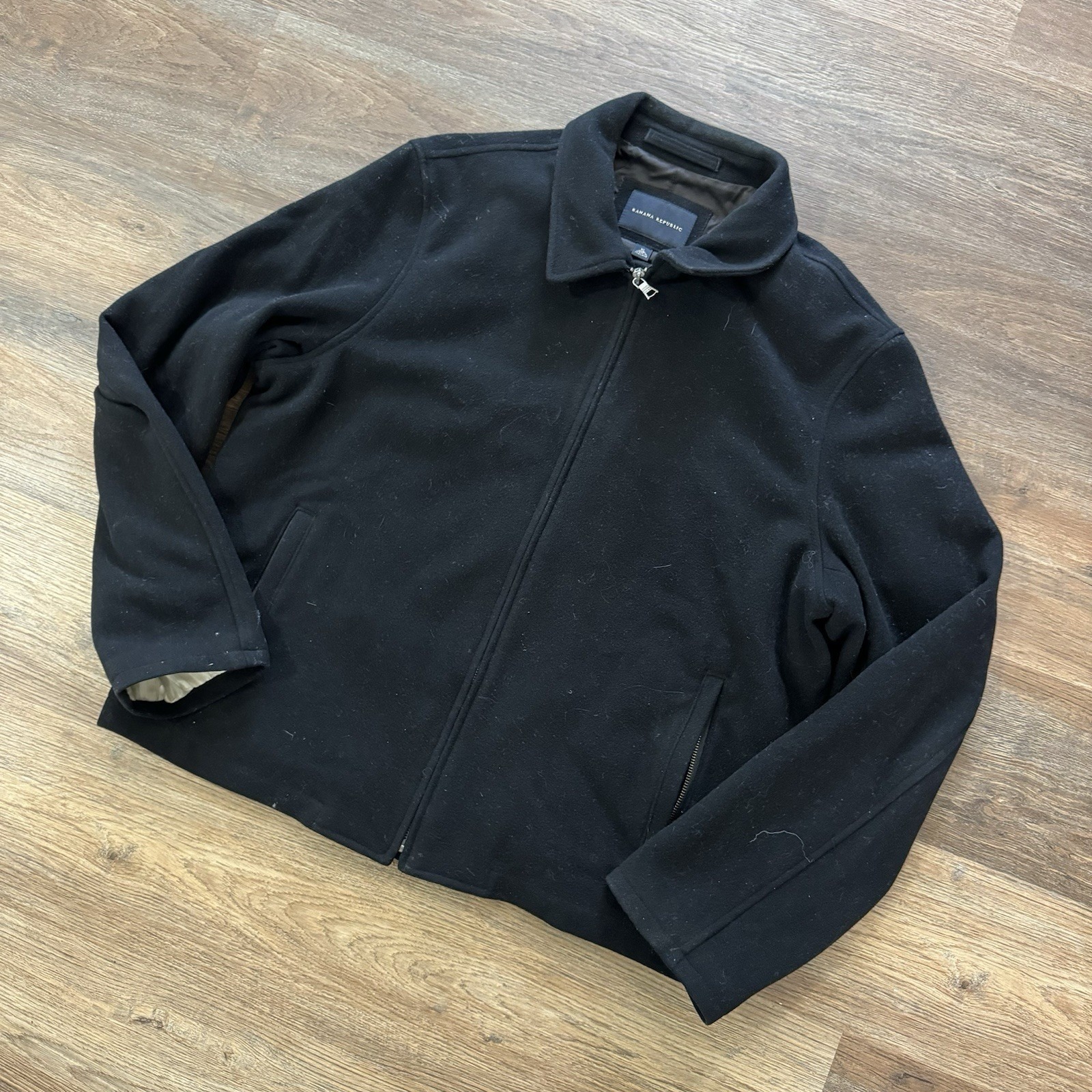 Banana Republic Wool Cashmere Blend Black Bomber Jacket Men's Sz Xl Full Zip Cos